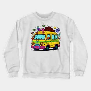 Bus Doodle Art Design Crewneck Sweatshirt